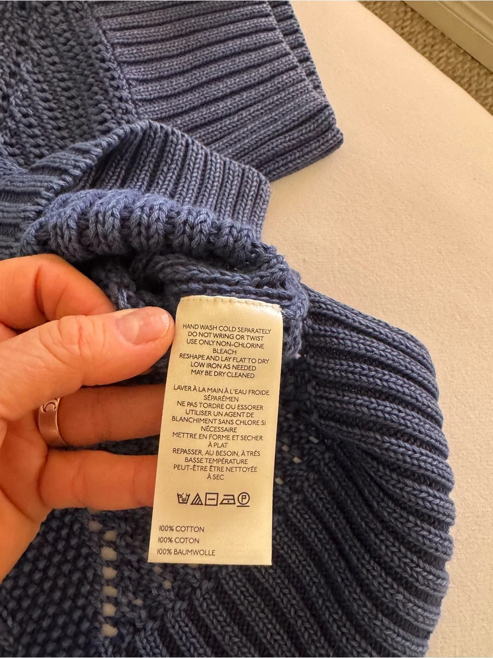 NWOT Free People oversized chunky slate blue crop top sweater size medium.